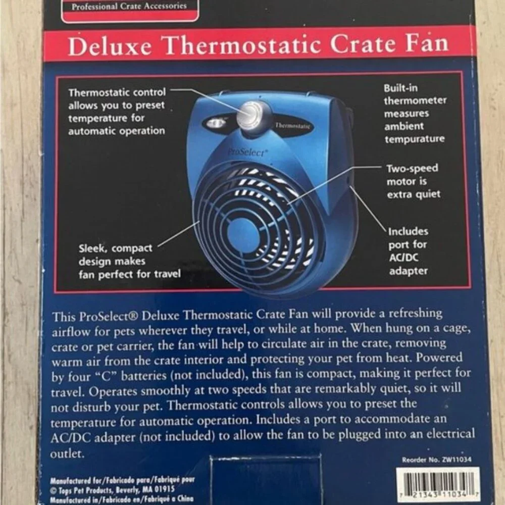 Pro Select Blue Quiet Battery Cool Pup Crate Fan